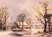 George Henry Durrie Winter in the Country, The Old Grist Mill painting